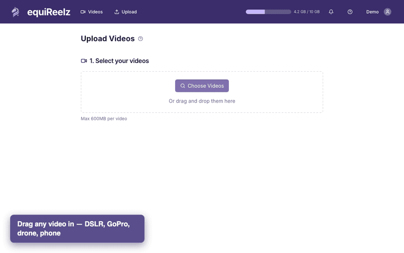 Empty dropzone on the web upload page