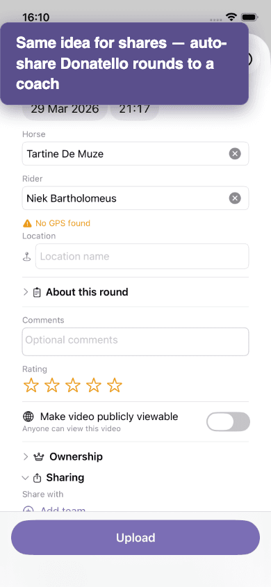 Upload sheet — Sharing disclosure expanded